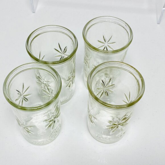Vintage Kraft 50th Anniversary Glass Cheese Jars Set Of 4 Starburst Pattern - Picture 8 of 12